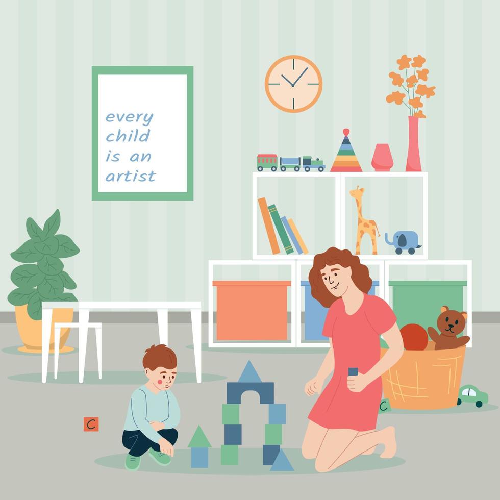 Child Psychologist Flat Concept vector