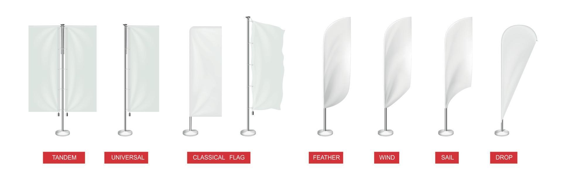 Advertising Flags Realistic Set vector