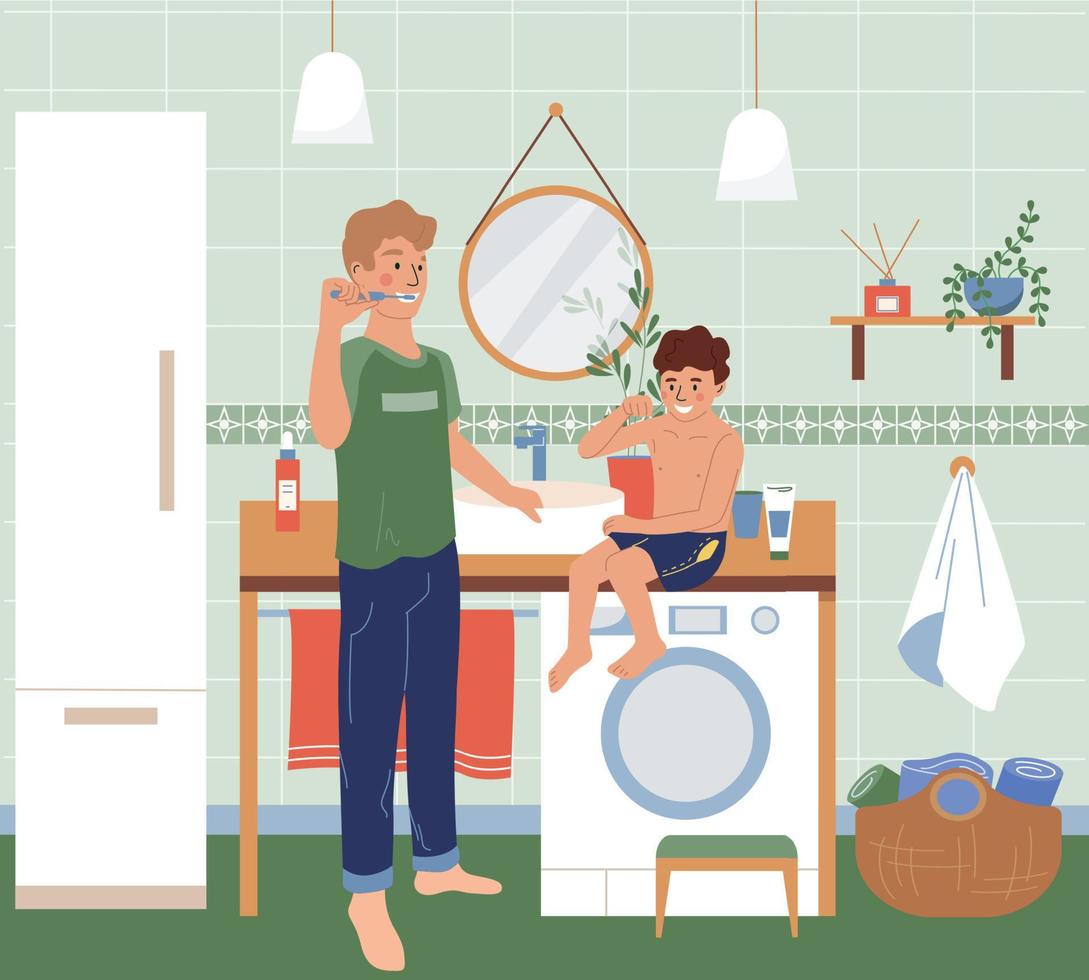 Family Morning Routine Flat vector