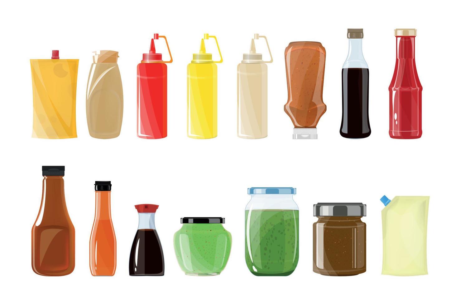 salsas botellas conjunto vector