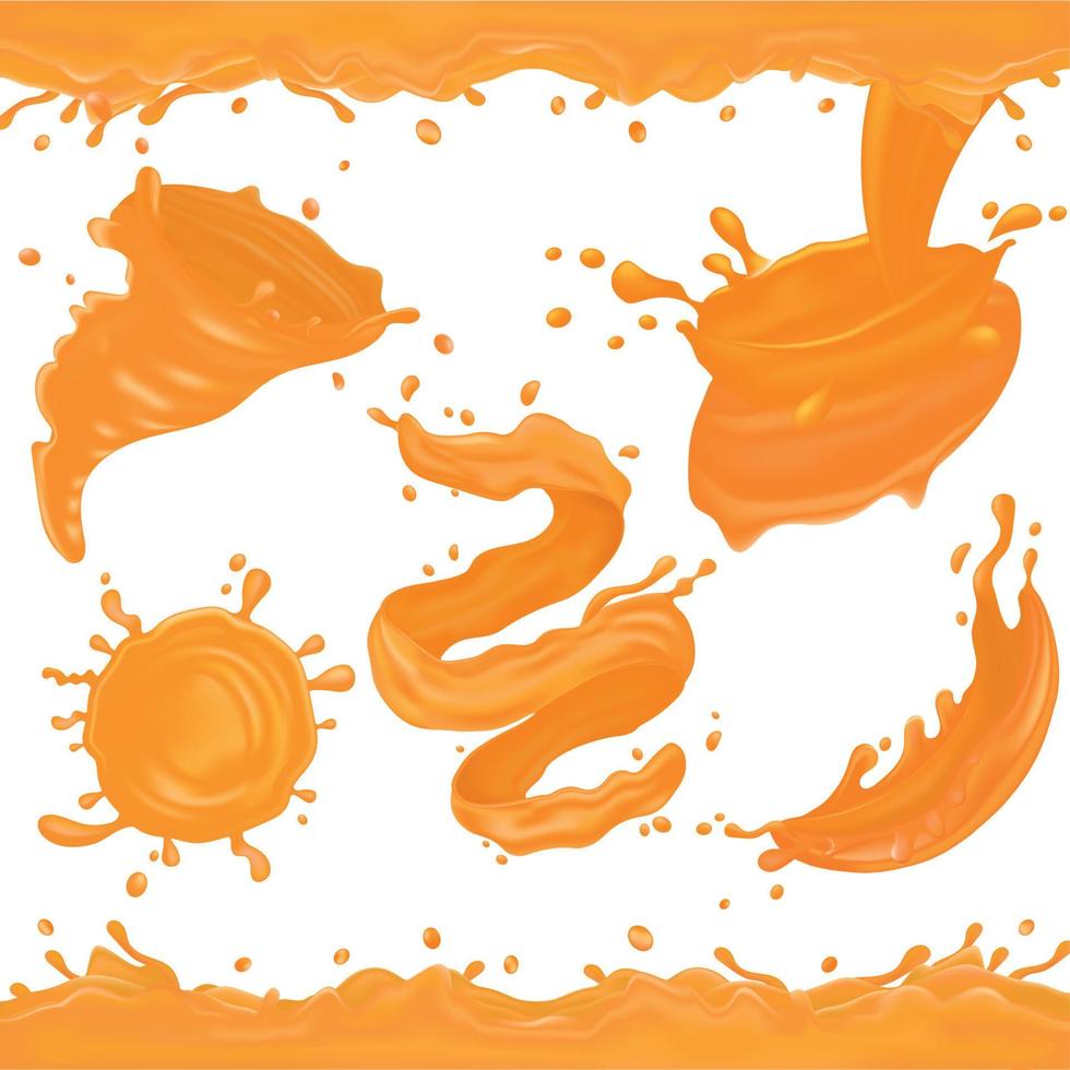 naranja salpicaduras conjunto vector