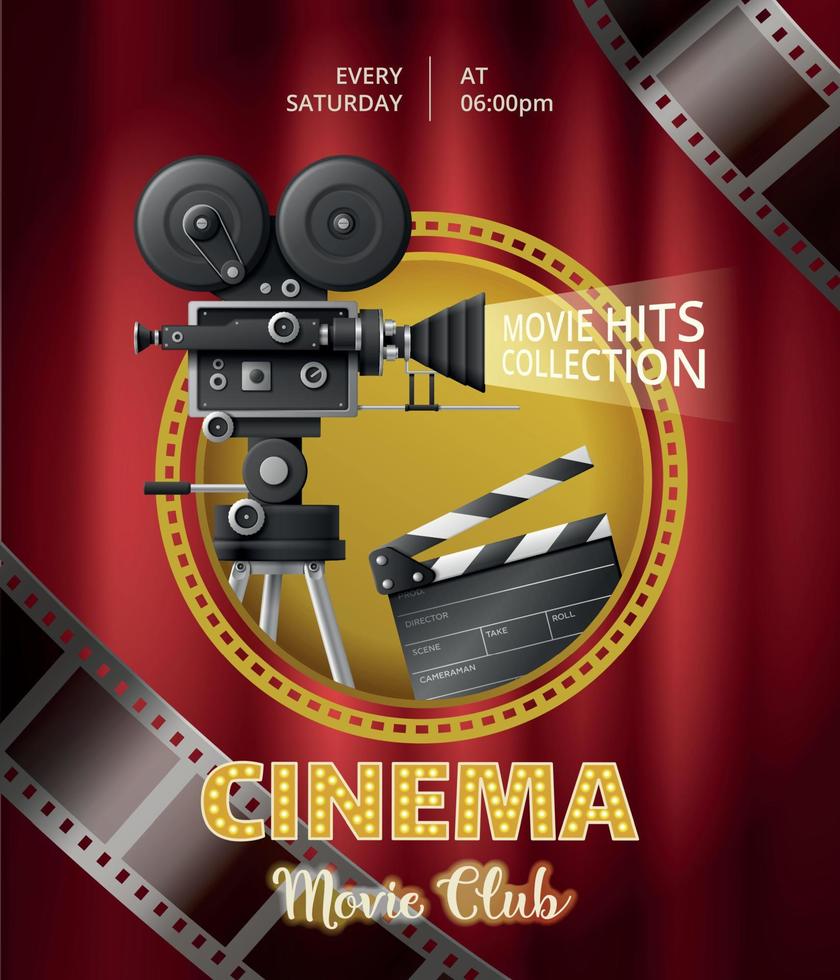 cine realista póster vector