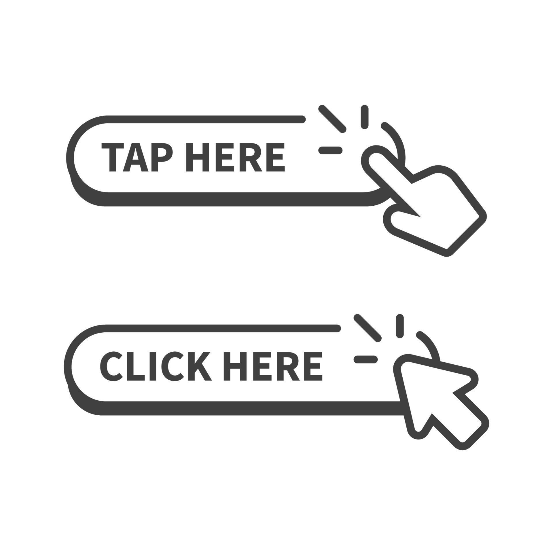 Tap and Click here button concept illustration line icon design