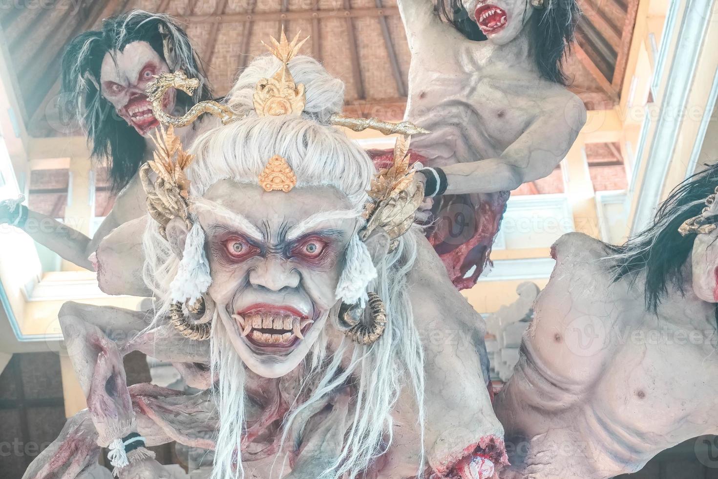 Ogoh-ogoh is a Balinese traditional giant puppet made of bamboo and paper mache, representing evil spirits. It's paraded around before the Nyepi Day to ward off negativity. photo