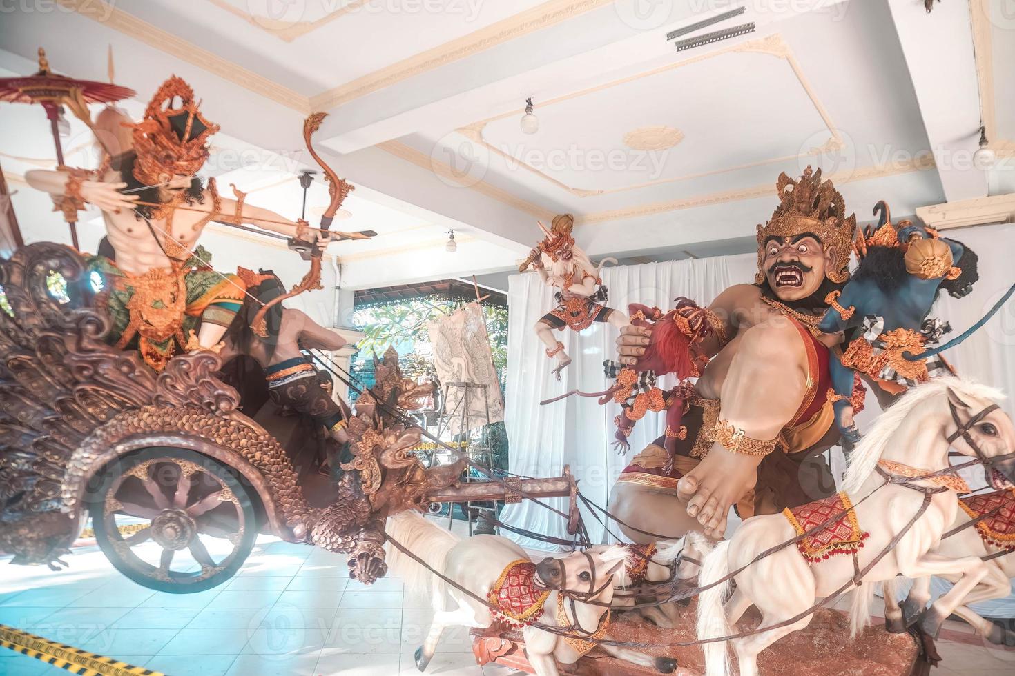 Ogoh-ogoh is a Balinese traditional giant puppet made of bamboo and paper mache, representing evil spirits. It's paraded around before the Nyepi Day to ward off negativity. photo