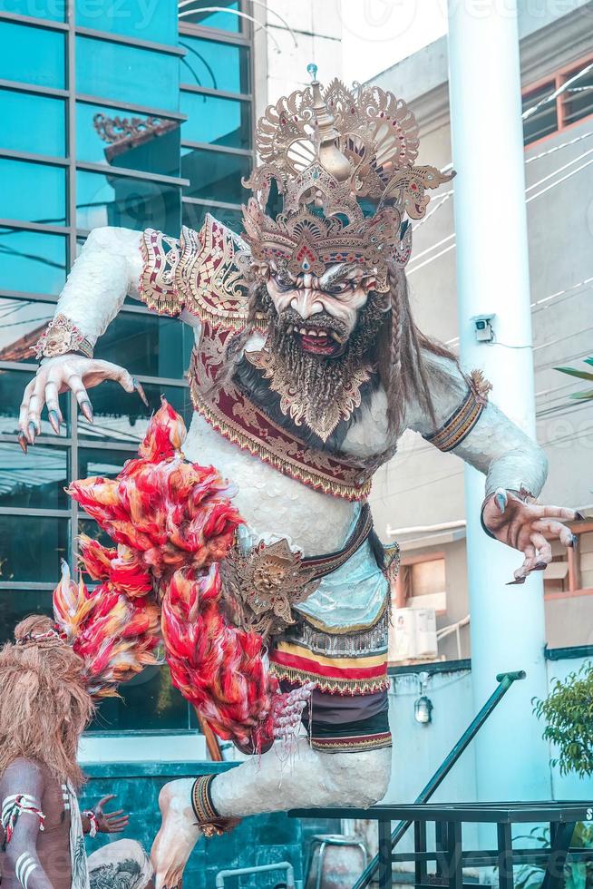 Ogoh-ogoh is a Balinese traditional giant puppet made of bamboo and paper mache, representing evil spirits. It's paraded around before the Nyepi Day to ward off negativity. photo