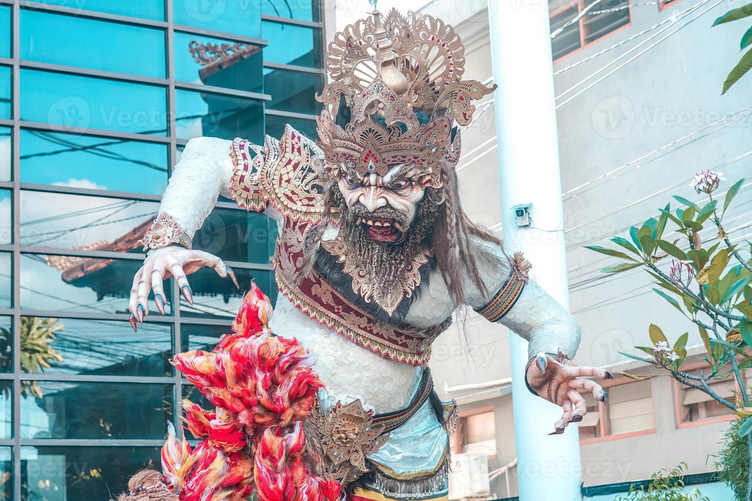 Ogoh-ogoh is a Balinese traditional giant puppet made of bamboo and paper mache, representing evil spirits. It's paraded around before the Nyepi Day to ward off negativity. photo