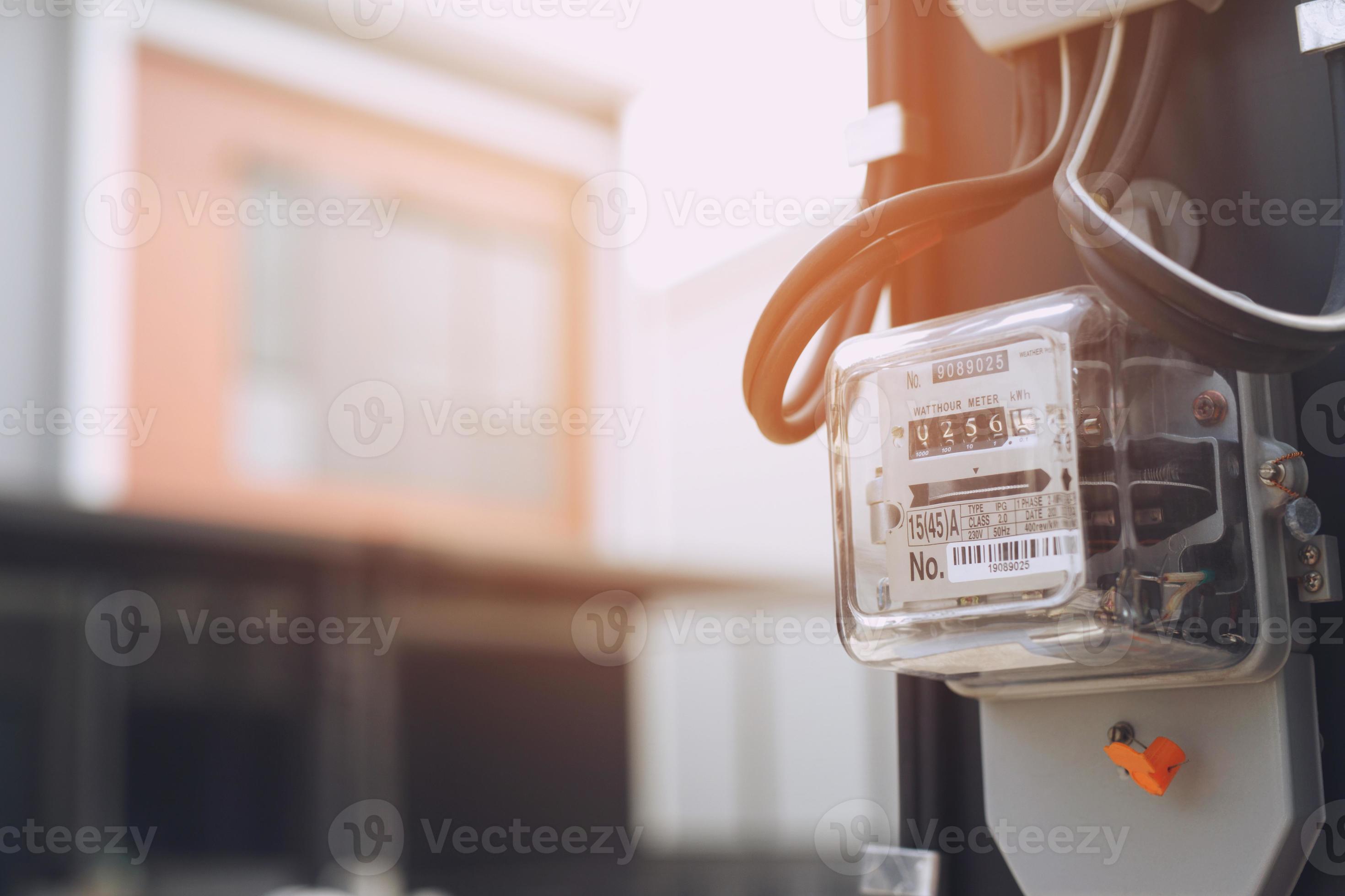 Electric power meter measuring power usage. Watt hour electric meter