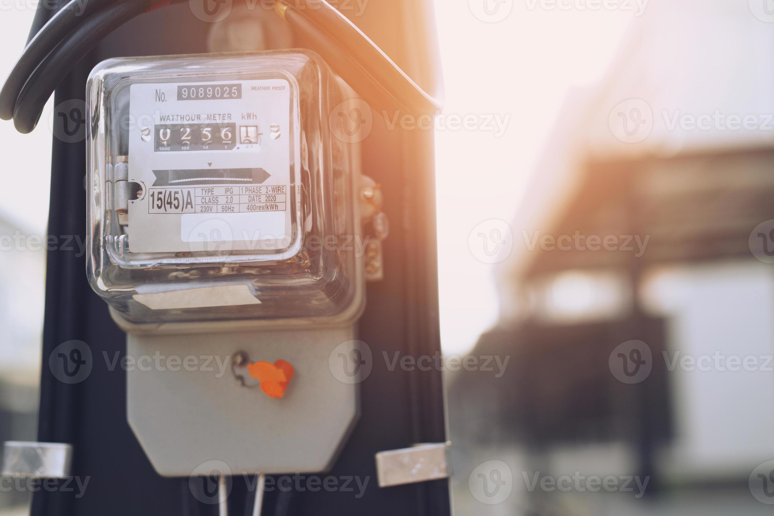 Electric power meter measuring power usage. Watt hour electric meter