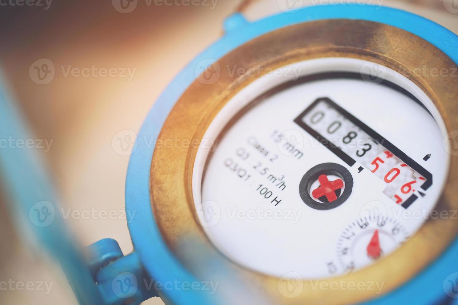 Water meters are used to record the amount of water consumption. photo