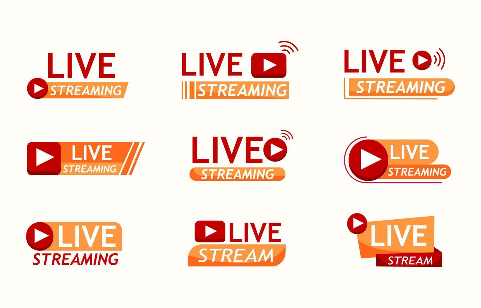 Streaming Live Set Badge Collection vector