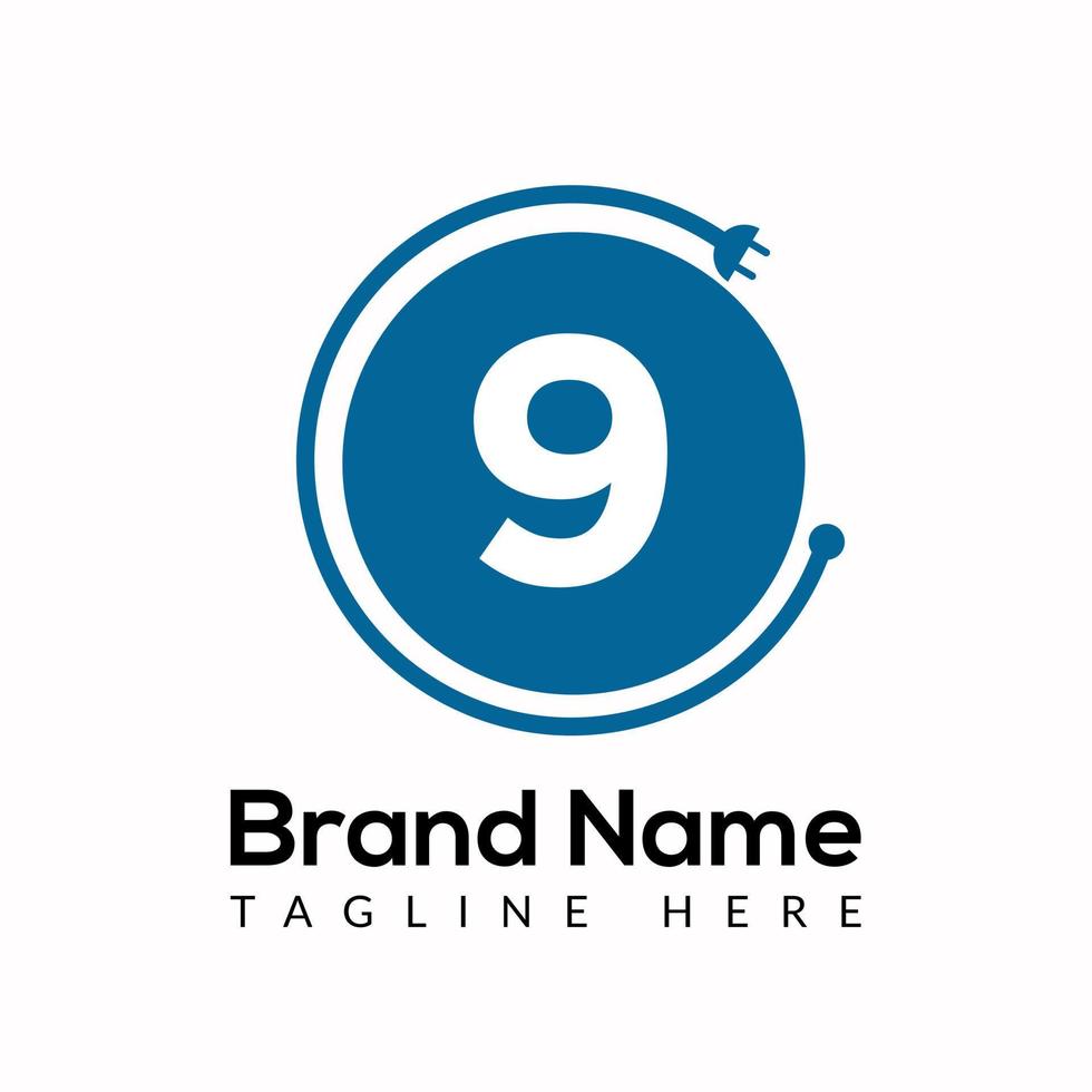 Socket Template On 9 Letter. Socket Logo Design Concept vector