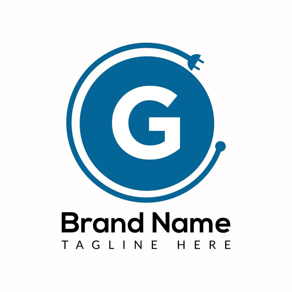 Socket Template On G Letter. Socket Logo Design Concept vector