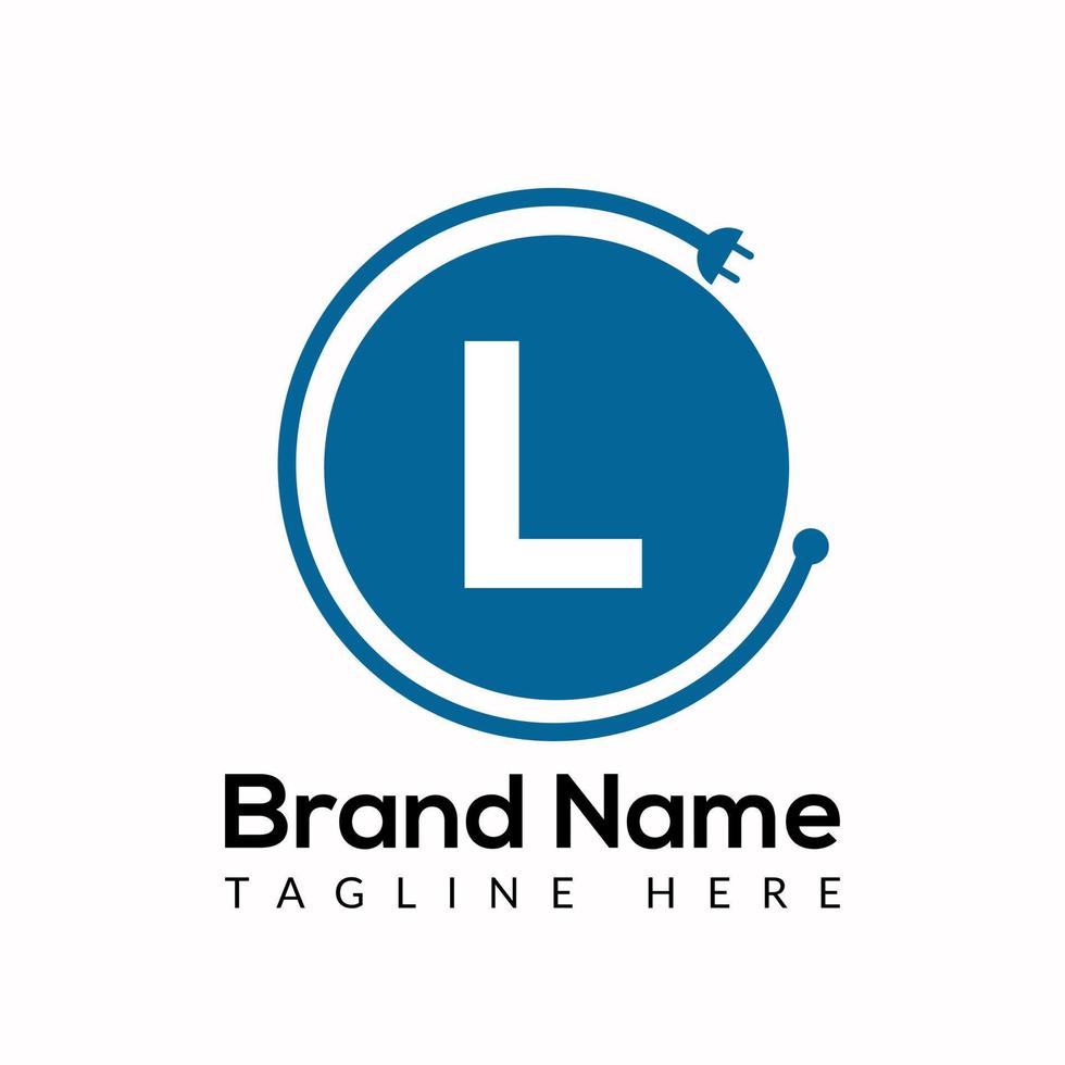 Socket Template On L Letter. Socket Logo Design Concept vector