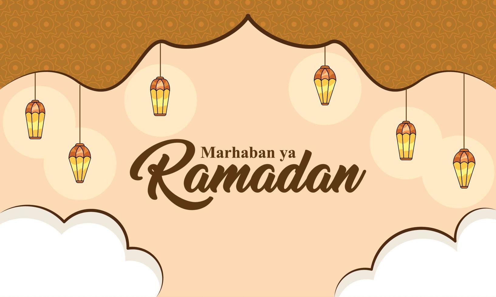Flat Ramadan Lantern Decoration Background Banner vector