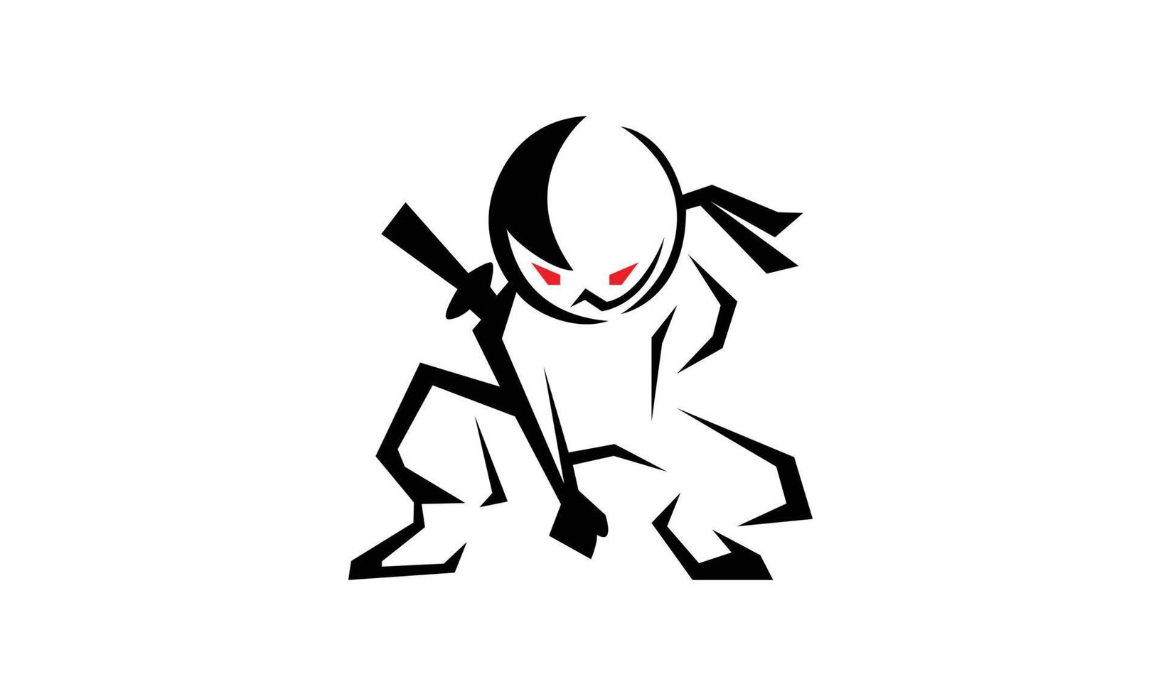 enojado ninja frio poses estilo logo vector