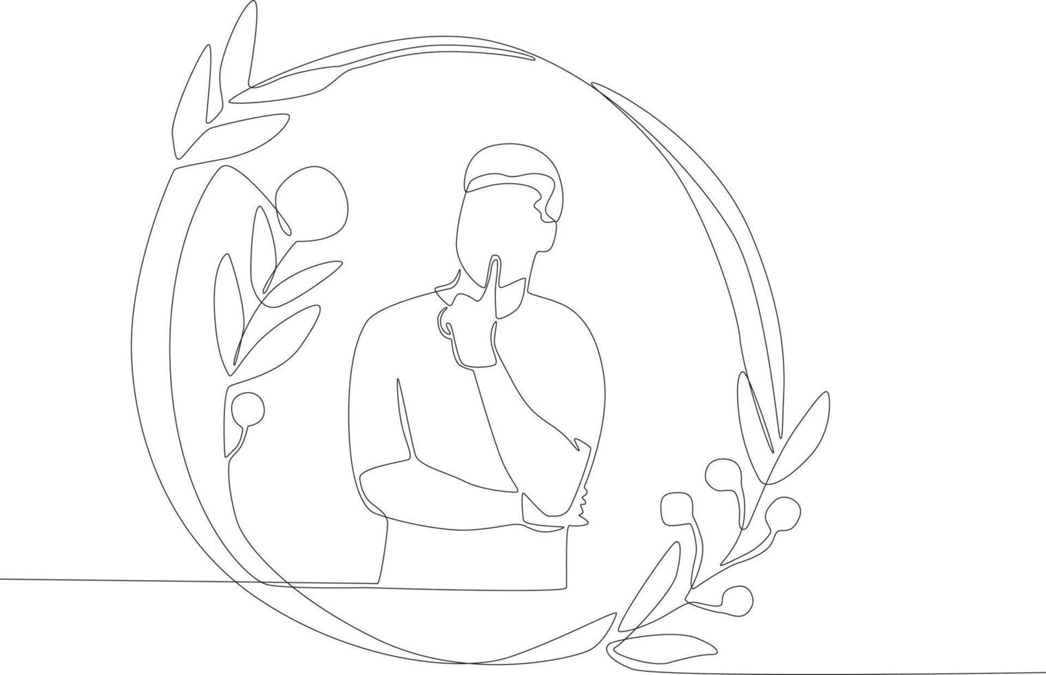 A man posing points in his mouth in a floral frame vector