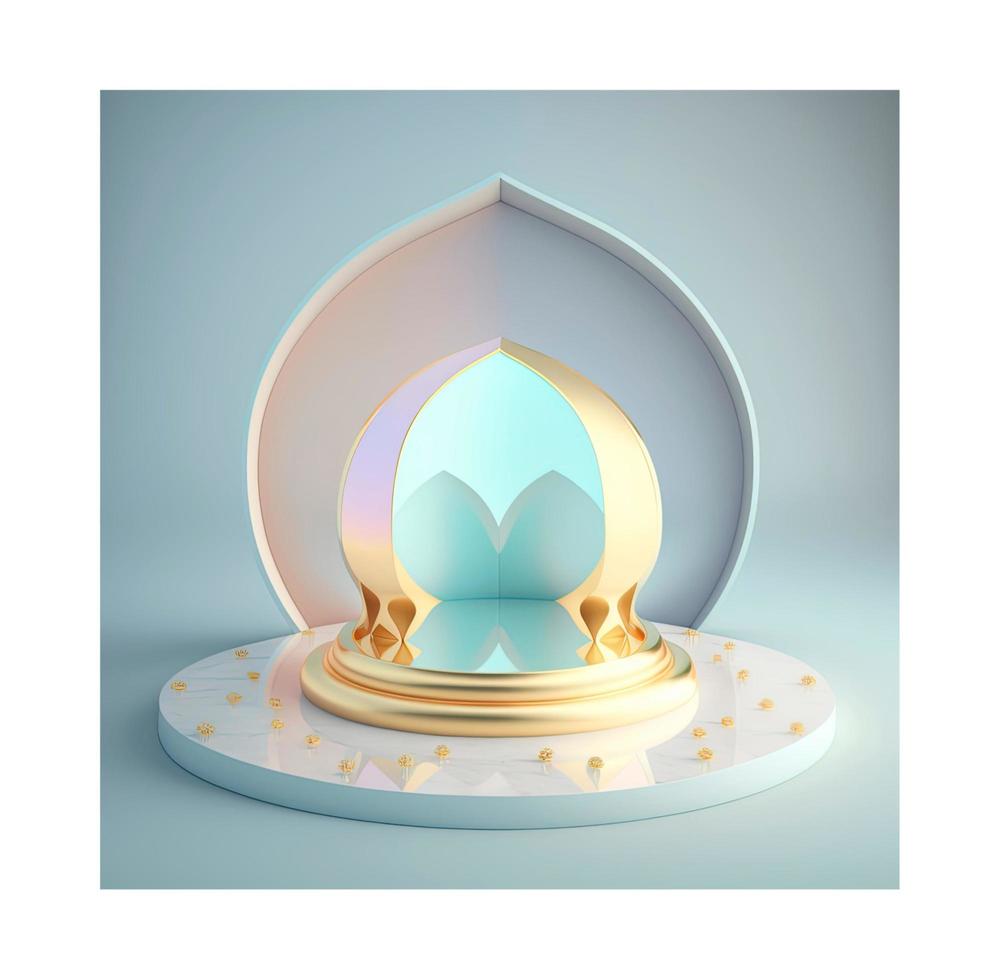 Islamic ramadan podium background of futuristic and modern 3d realistic photo