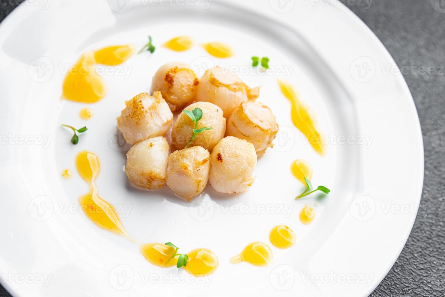 sea scallop fresh seafood fried meal food snack on the table copy space food background photo