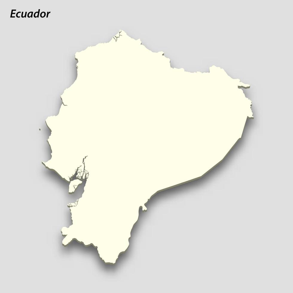 3d isométrica mapa de Ecuador aislado con sombra vector