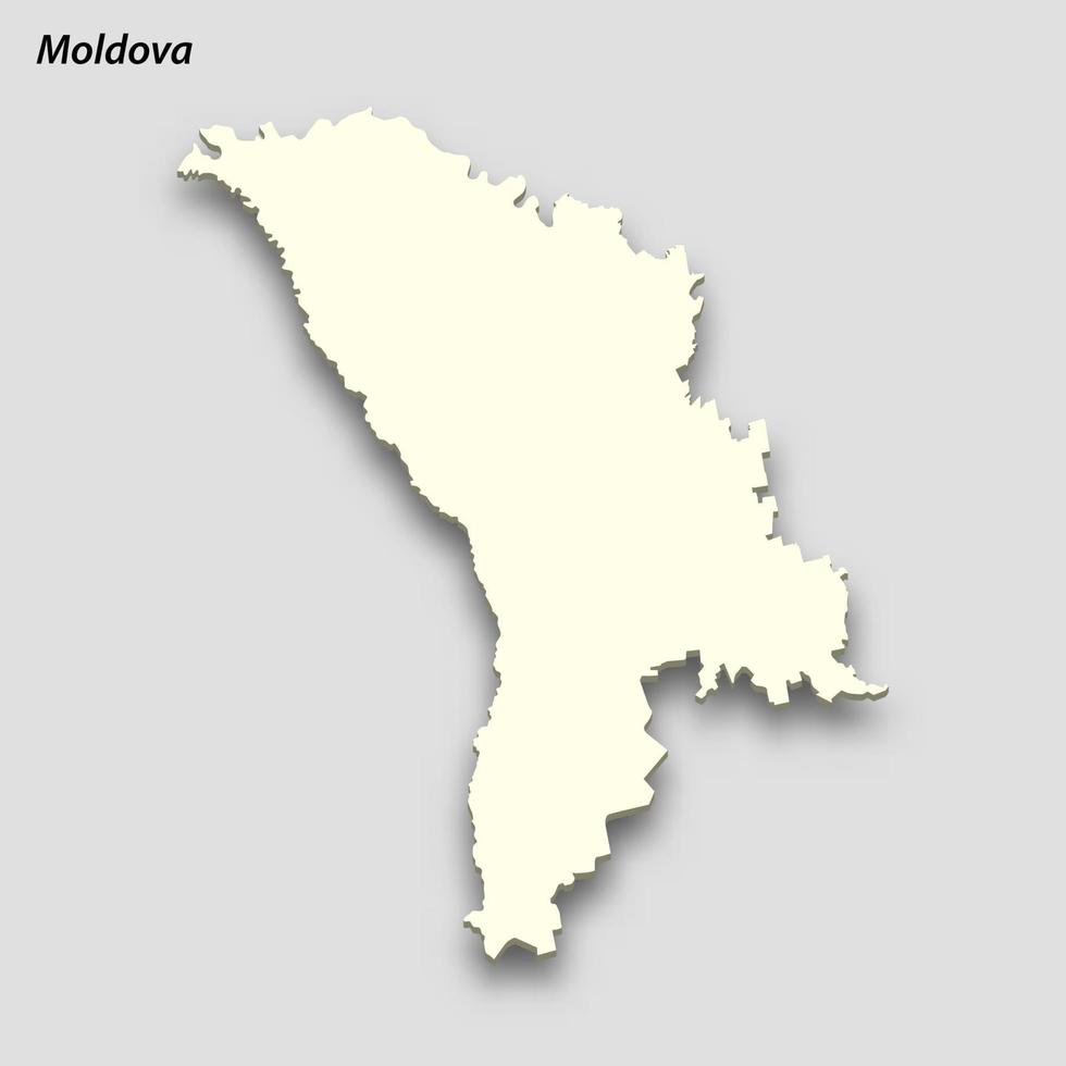 3d isometric map of Moldova isolated with shadow vector