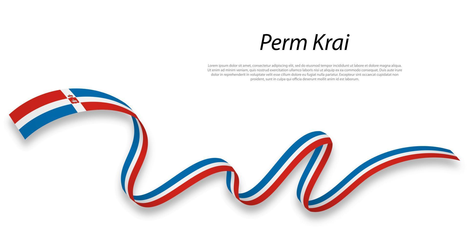 Waving ribbon or stripe with flag of Perm Krai vector