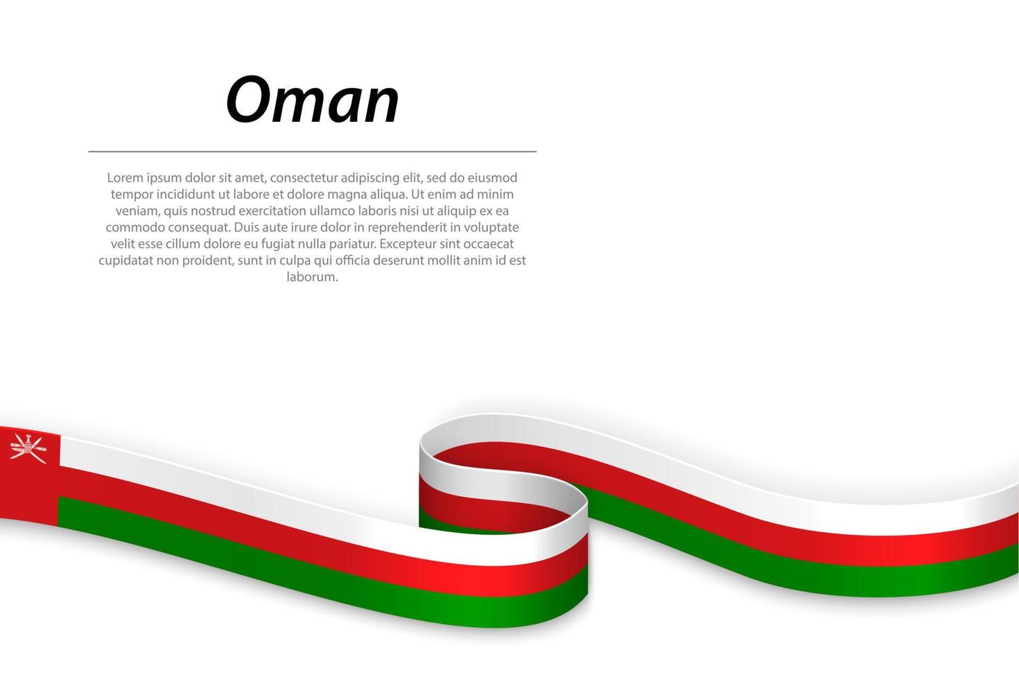 Waving ribbon or banner with flag of Oman vector