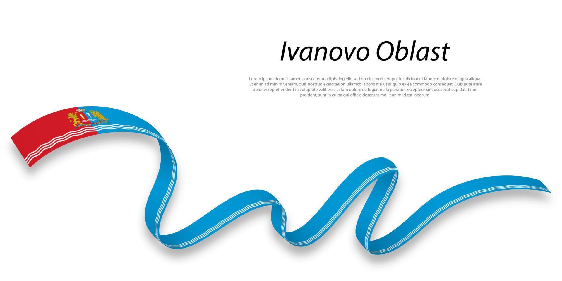 Waving ribbon or stripe with flag of Ivanovo Oblast vector