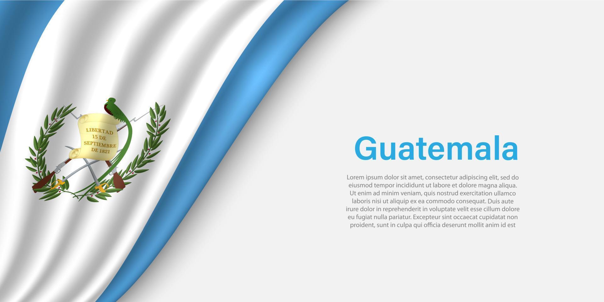 ola bandera de Guatemala en blanco antecedentes. vector