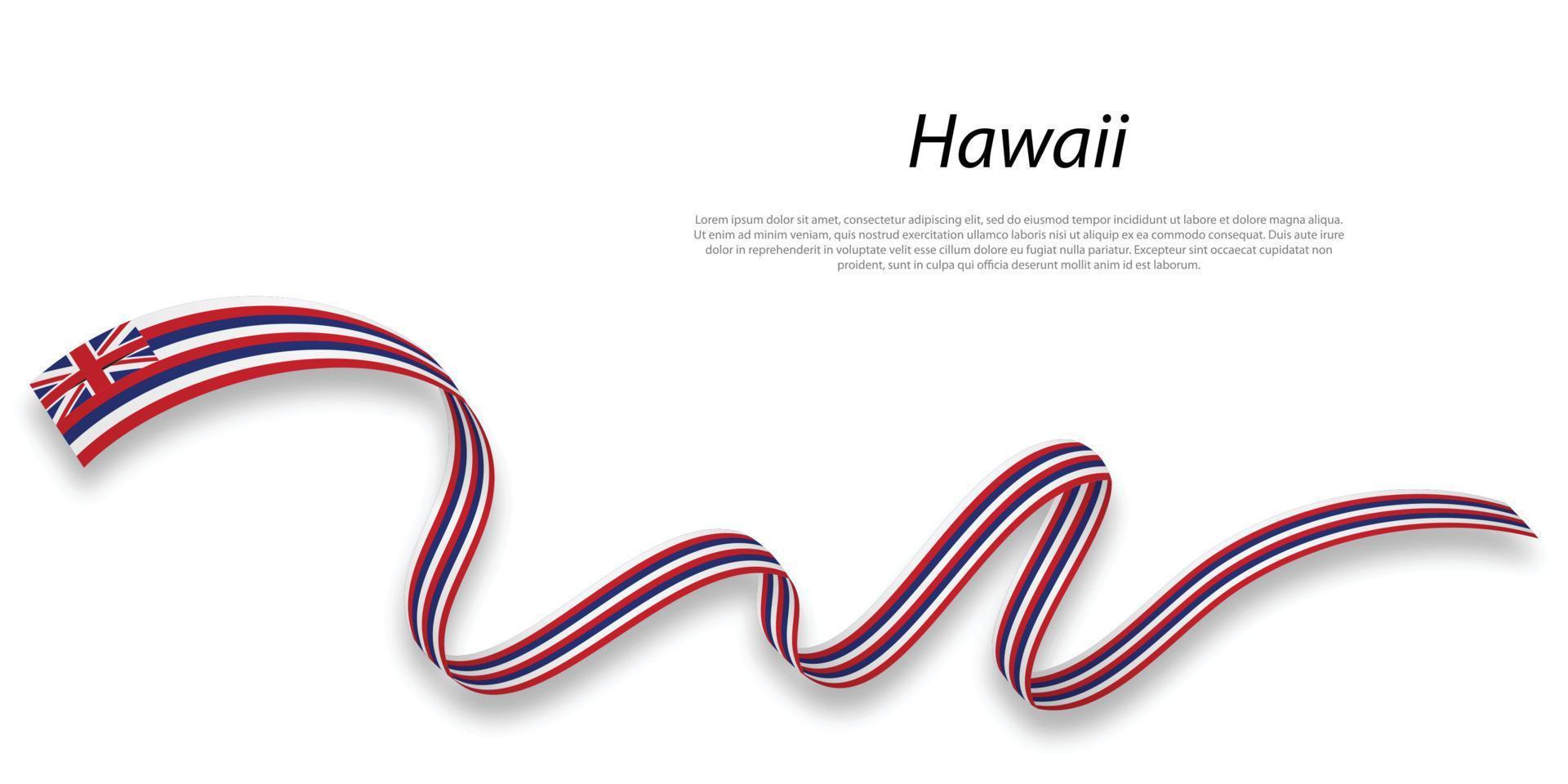 Waving ribbon or stripe with flag of Hawaii vector