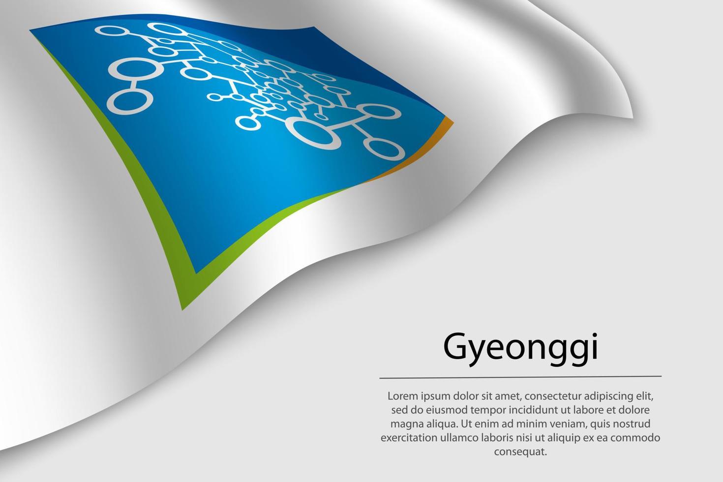 Wave flag of Gyeonggi is a state of South Korea. vector