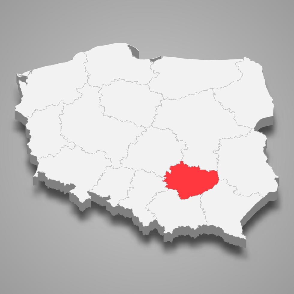 santo cruzar región ubicación dentro Polonia 3d mapa vector