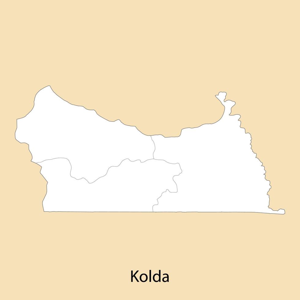 alto calidad mapa de kolda es un región de Senegal, vector