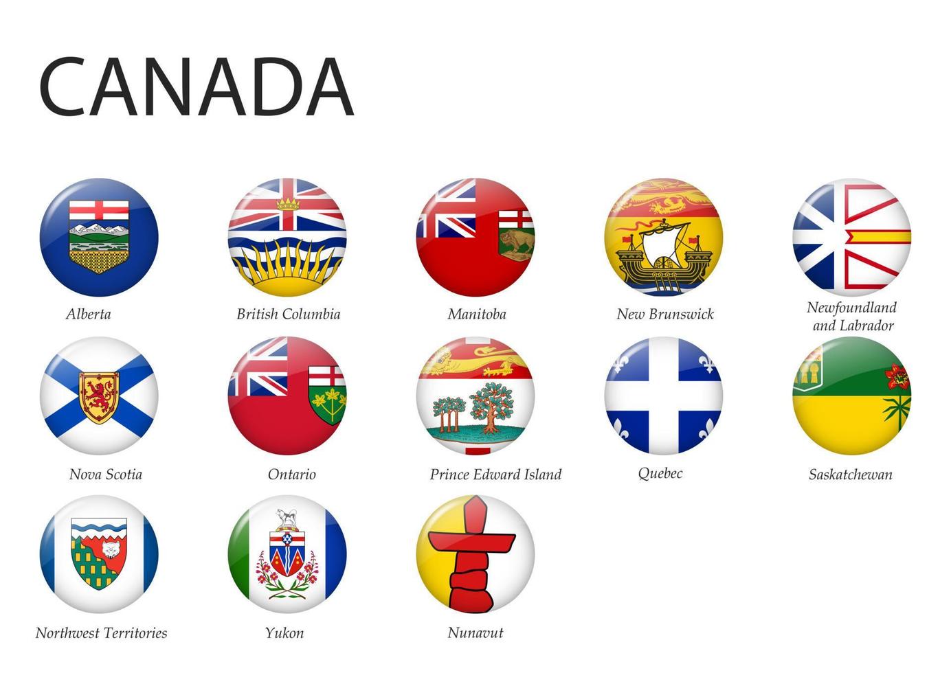 todas banderas de regiones de Canadá. modelo para tu diseño vector