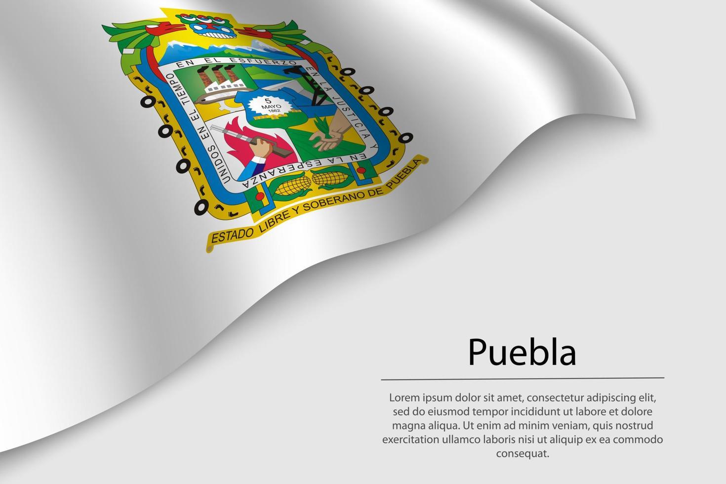 Wave flag of Puebla is a region of Mexico vector