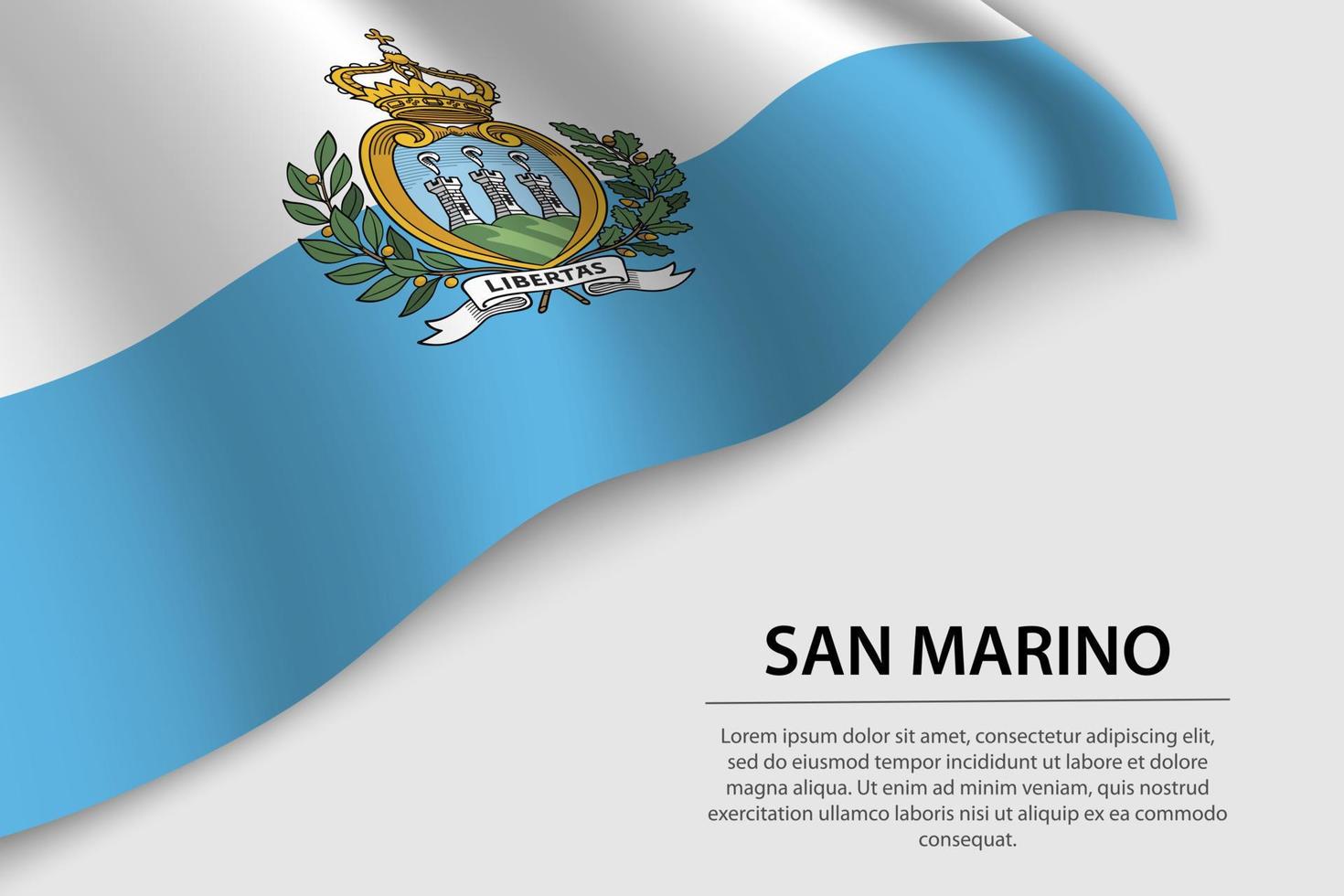 Wave flag of San Marino on white background. Banner or ribbon ve vector