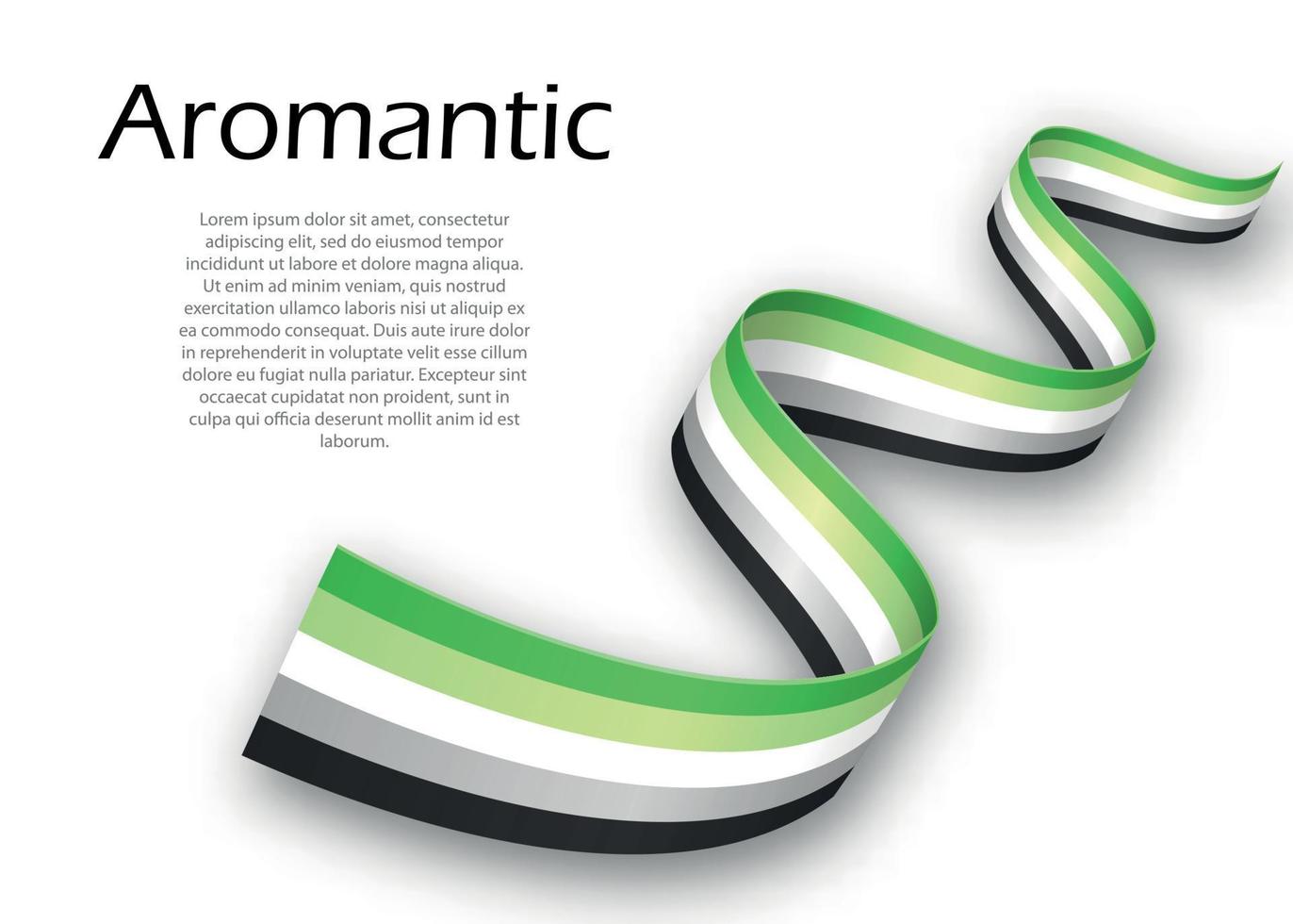Waving ribbon or banner with Aromantic pride flag vector