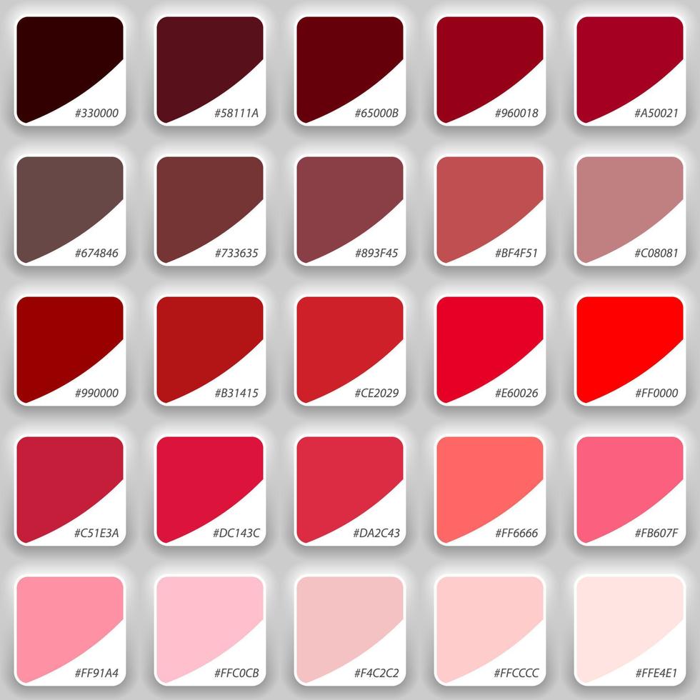 Shades of red swatch color palette. template for your design vector