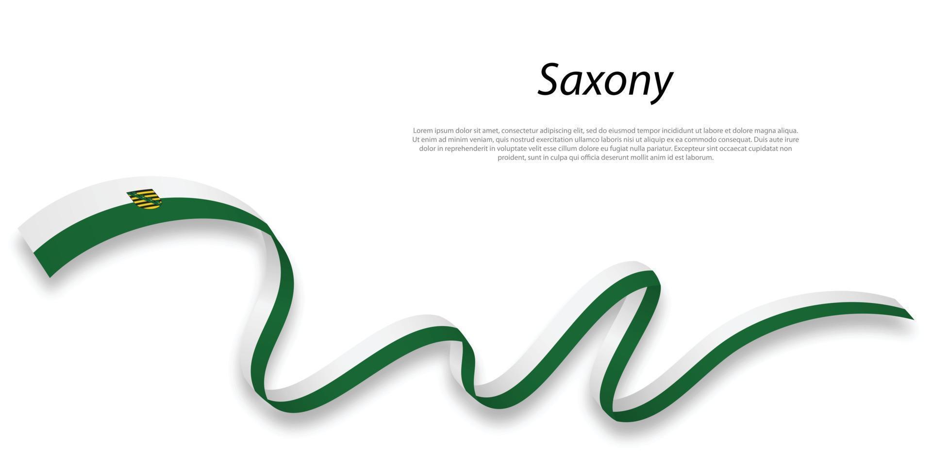 Waving ribbon or stripe with flag of Saxony vector