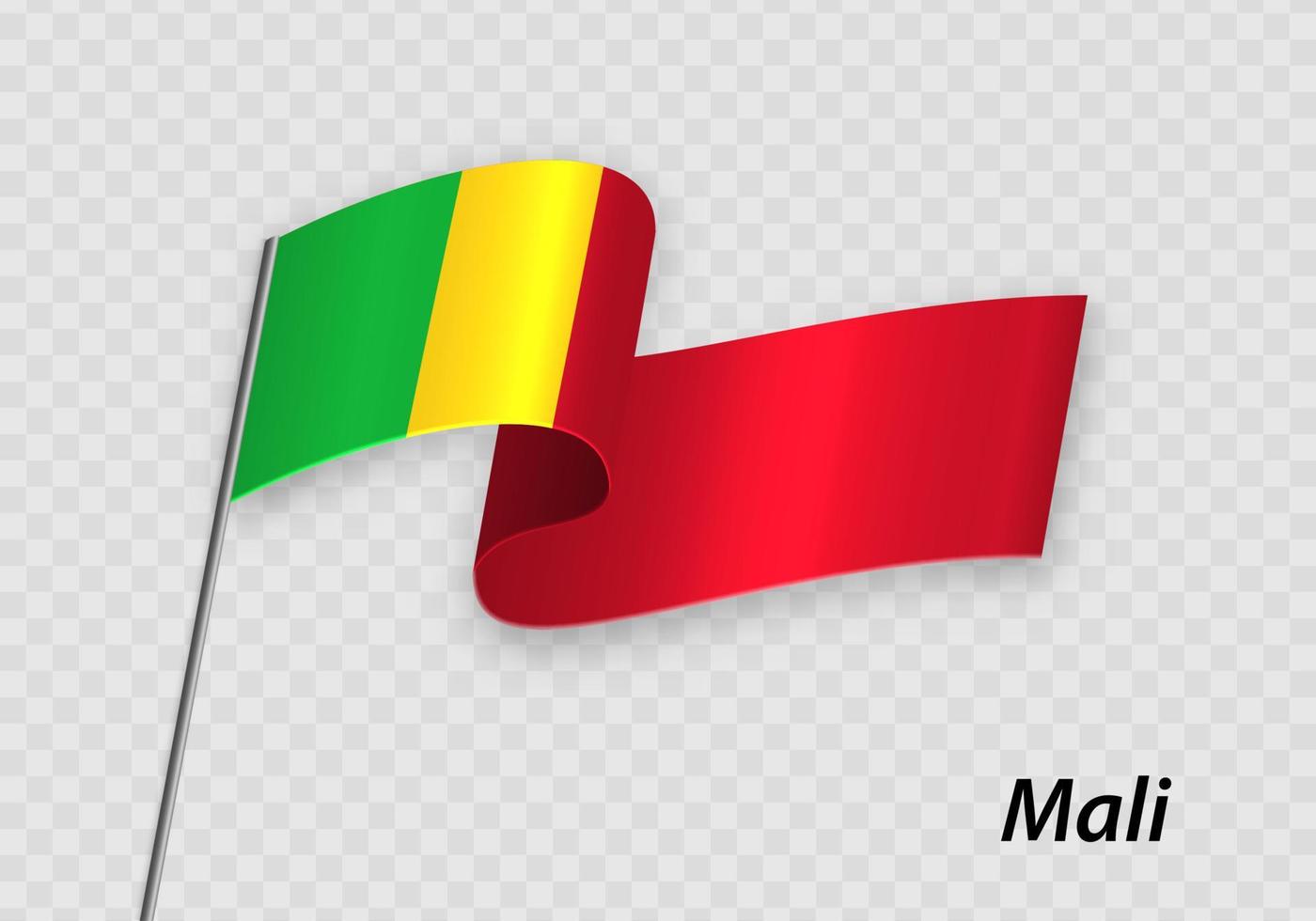 Waving flag of Mali on flagpole. Template for independence day vector