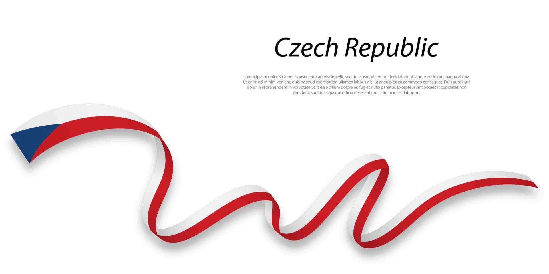 Waving ribbon or banner with flag of Czech Republic. vector