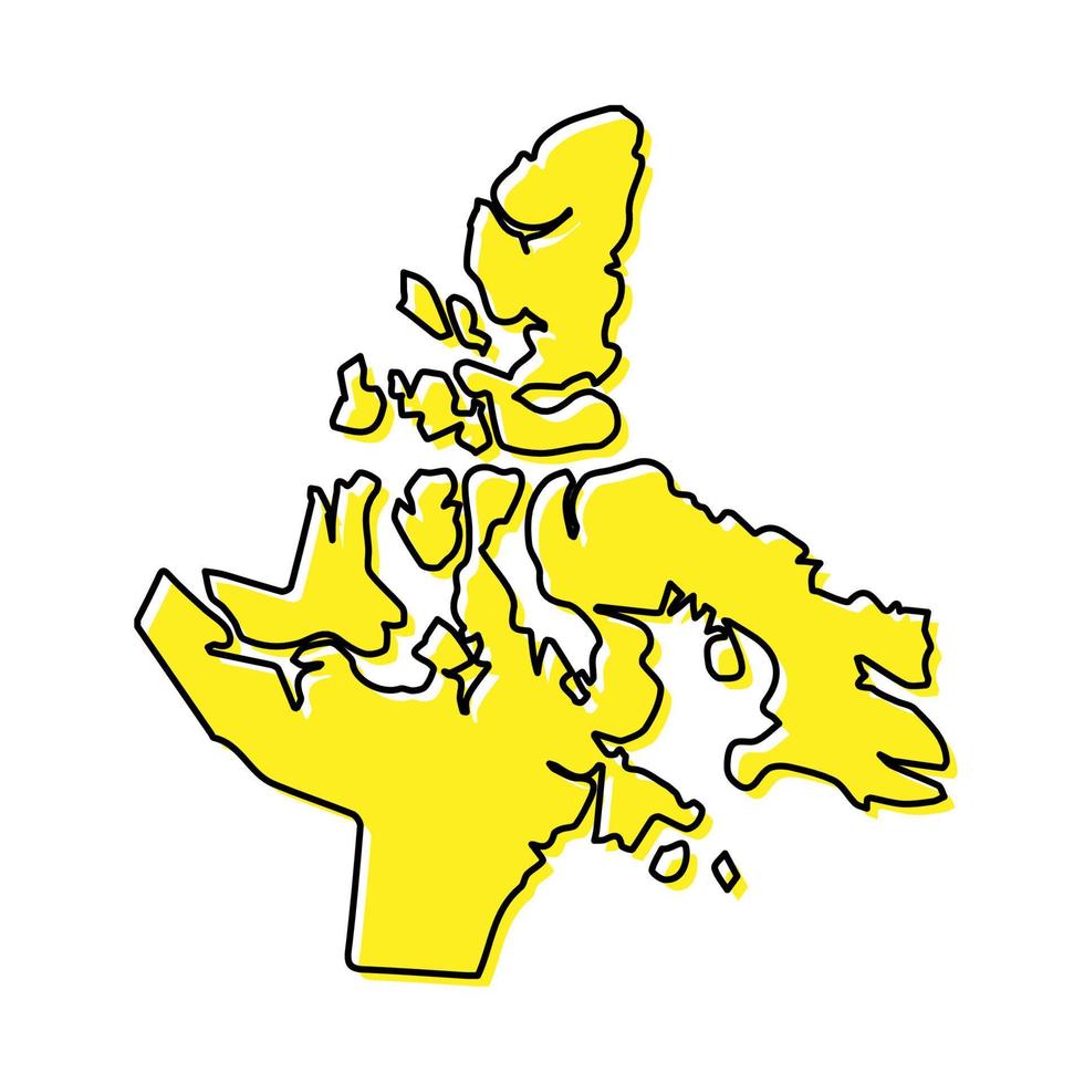 Simple outline map of Nunavut is a province of Canada. vector