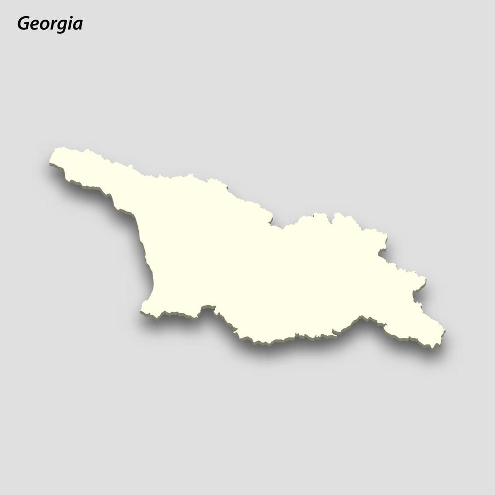 3d isometric map of Georgia isolated with shadow vector