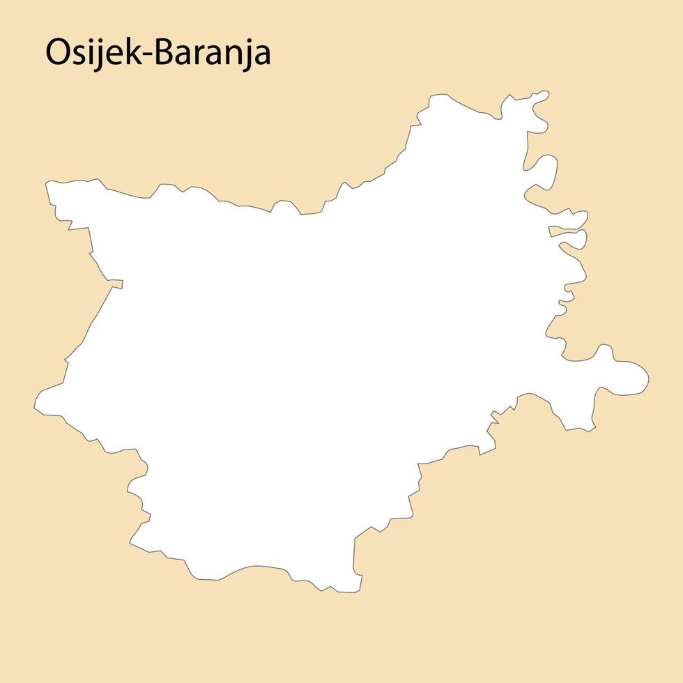 High Quality map of Osijek-Baranja is a region of Croatia vector