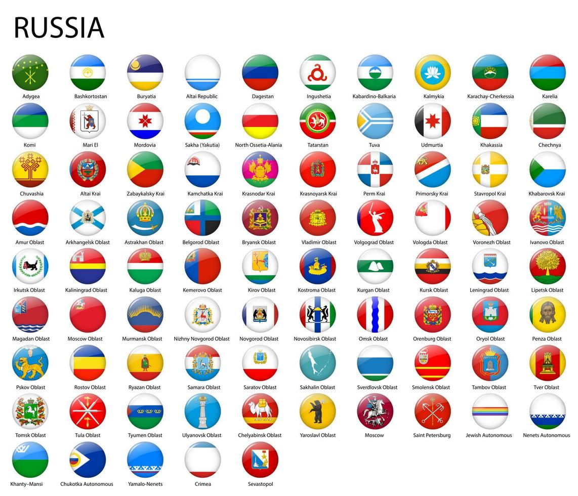 todas banderas de regiones de Rusia modelo para tu diseño vector