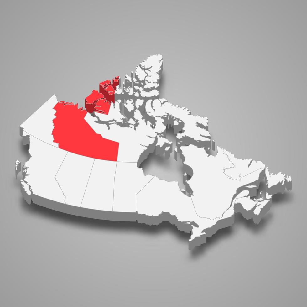 Northwest Territories region location within Canada 3d map vector