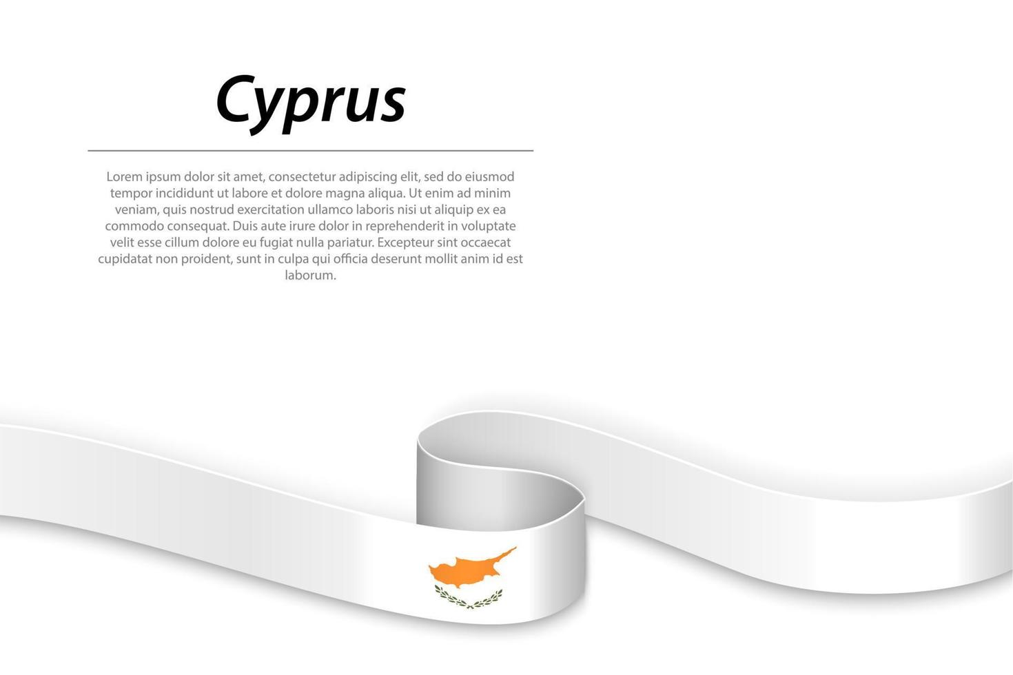 Waving ribbon or banner with flag of Cyprus. Template for independence day vector
