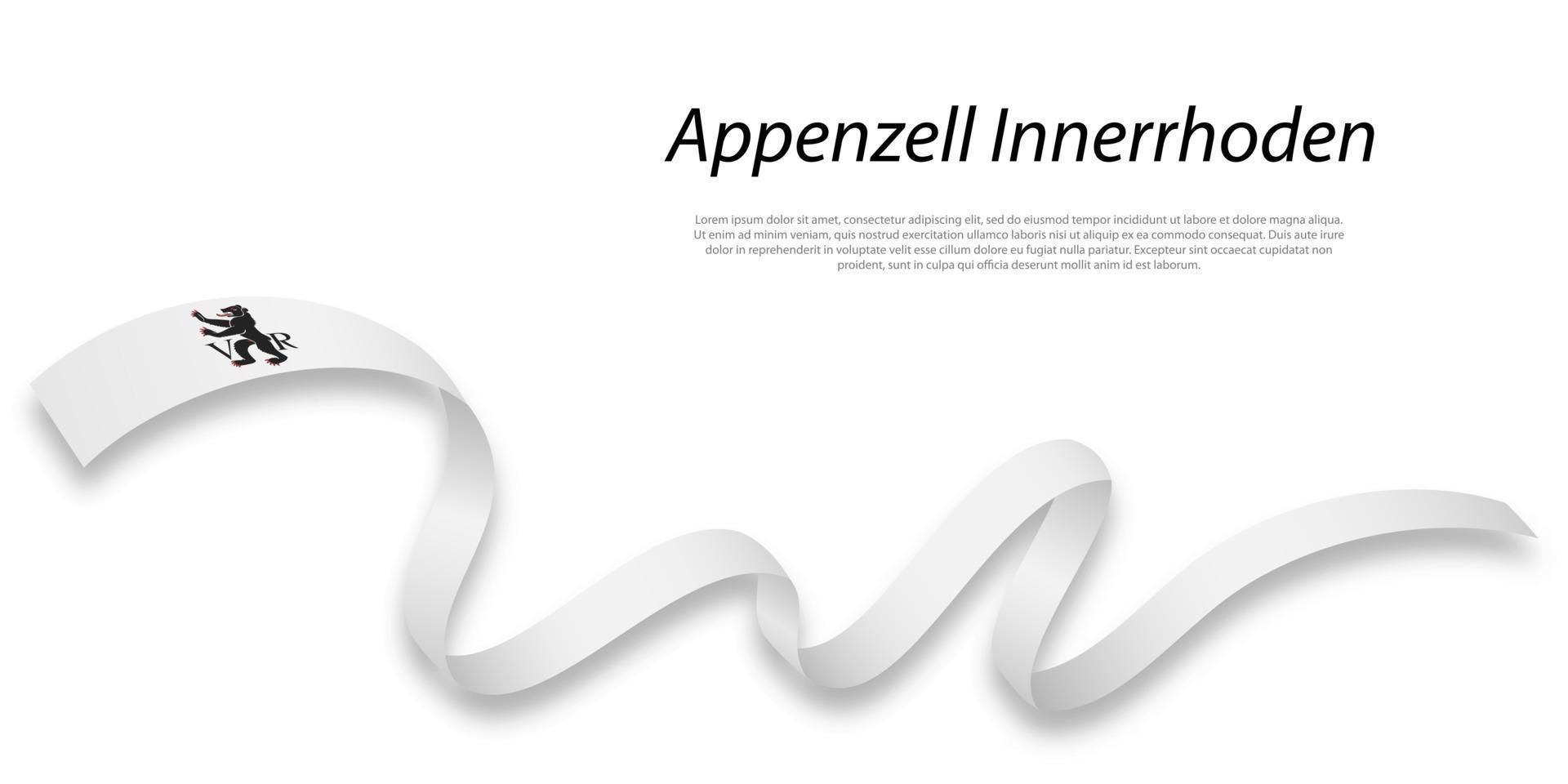 Waving ribbon or stripe with flag of Appenzell Innerrhoden vector
