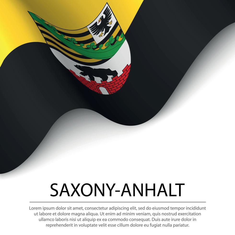 Waving flag of Saxony-Anhalt is a state of Germany on white back vector