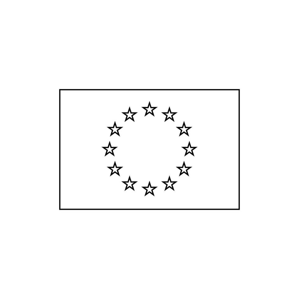 Black outline flag of European Union.Thin line icon vector